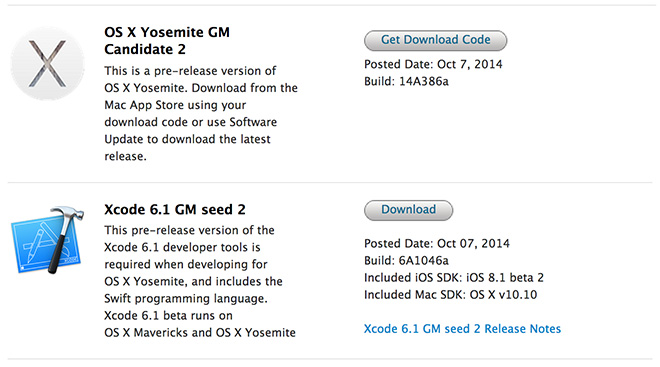 download xcode for os x yosemite